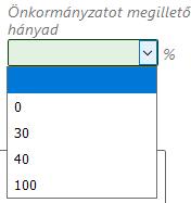 Az Önkormányzatot megillető hányadnál az alábbi értékek közül lehet választani: A kapcsolattartó neve, telefonszáma és