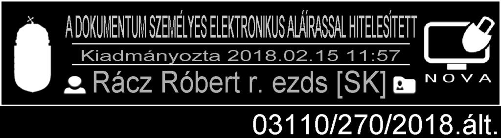 0 Kibocsátó szervezet Alkalmazási terület A kibocsátás dátuma : 2018. február 15.