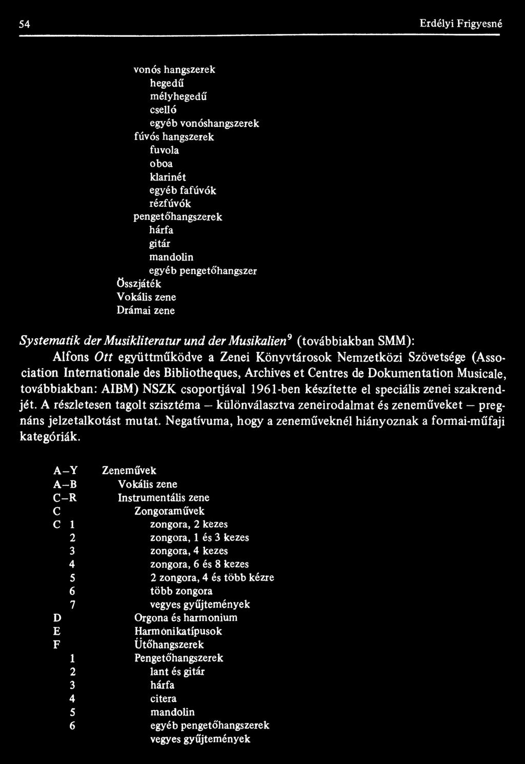 Szövetsége (Association Internationale des Bibliotheques, Archives et Centres de Dokumentation Musicale, továbbiakban: AIBM) NSZK csoportjával 1961-ben készítette el speciális zenei