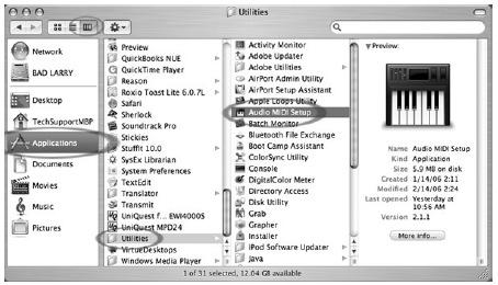 További fontos beállítások Macintosh-számítógépeken: Az Audacity-nál ugyan különböző lejátszási- és felvételi beállításokat adtunk meg, de a Mac gép ettől független felvételiés lejátszási