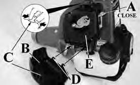 Vegye le a légszűrő fedelét (B) a légszűrő-fedél tetején lévő felső fül (C) és a két alsó fül (D) kiakasztásával. Mindennap ellenőrizze a légszűrőt (E). Emak cikksz.