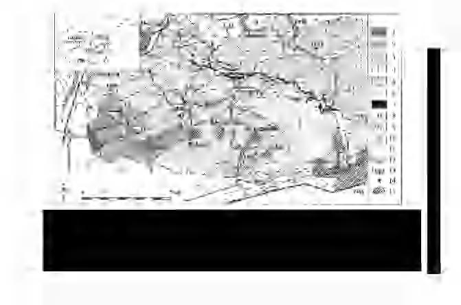 1. ábra. A Nyugat-Mecsek egyszerűsített földtani térképe a mintagyűjtési helyekkel a BAF telephely jellemzési programja térképeinek felhasználásával (in MÁTHÉ 1998). Jelmagyarázat: 1.