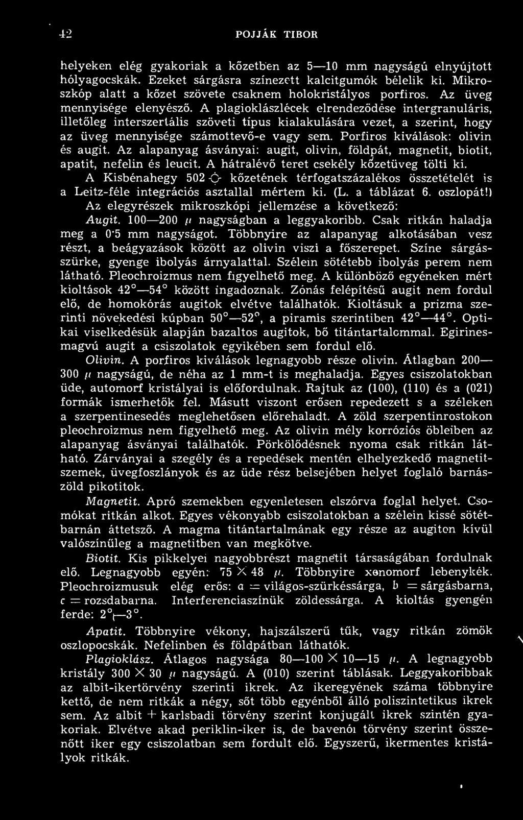 A plagioklászlécek elrendezdése intergranuláris, illetleg interszertális szöveti típus kialakulására vezet, a szerint, hogy az üveg mennyisége számottev-e vagy sem.
