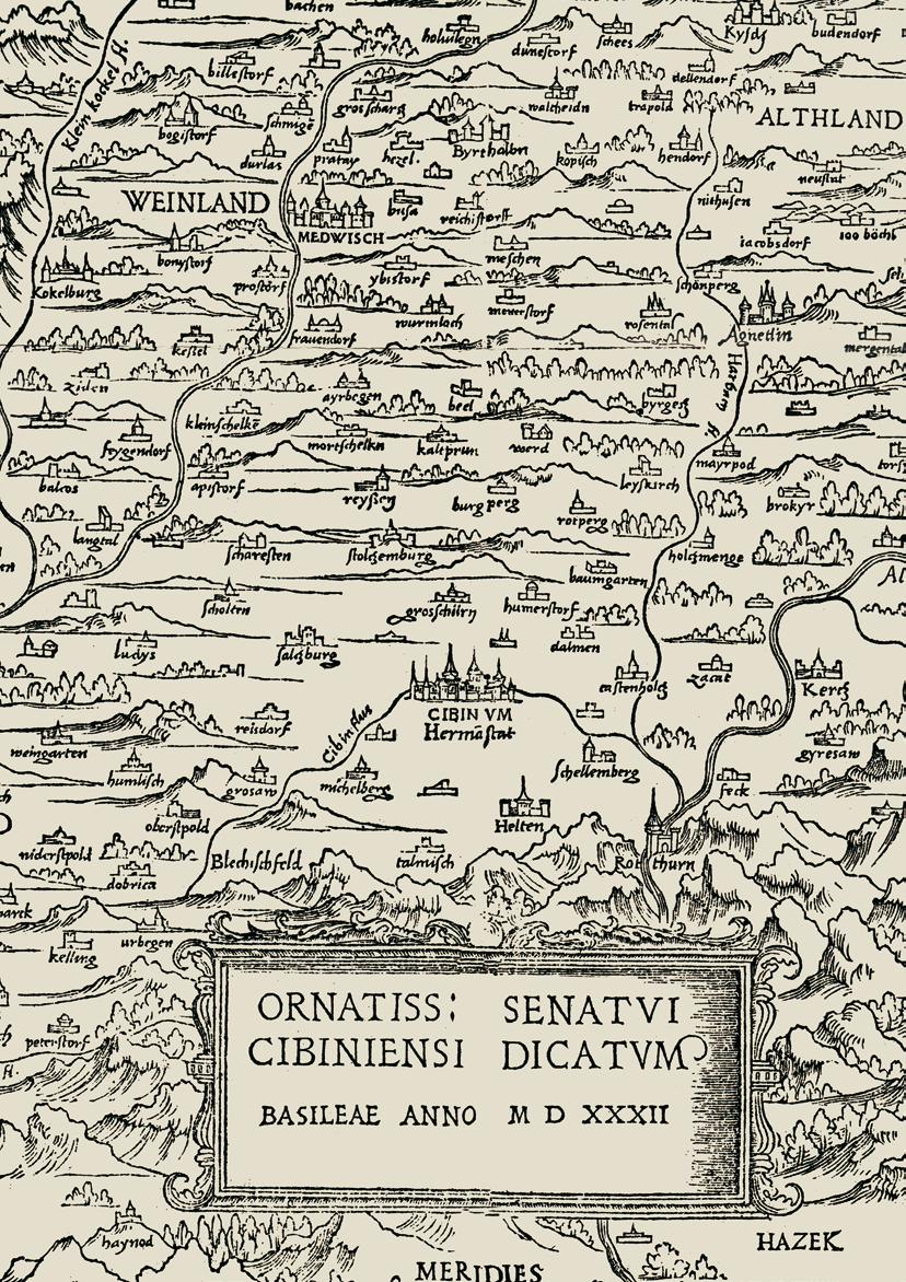 Harta Transilvaniei a lui Johannes Honterus, Basel, 1532 (fragment). The map of Transylvania by Johannes Honterus.