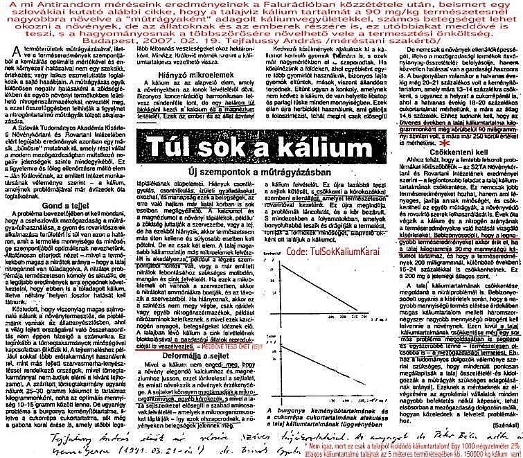 Melléklet-2: Megjegyzés: Az hazai orvosi tankönyvek szerint egy embernél 1 vagy 2 gramm kálium szájon át 1 órán belül bejuttatása is veszedelmesen mérgező.