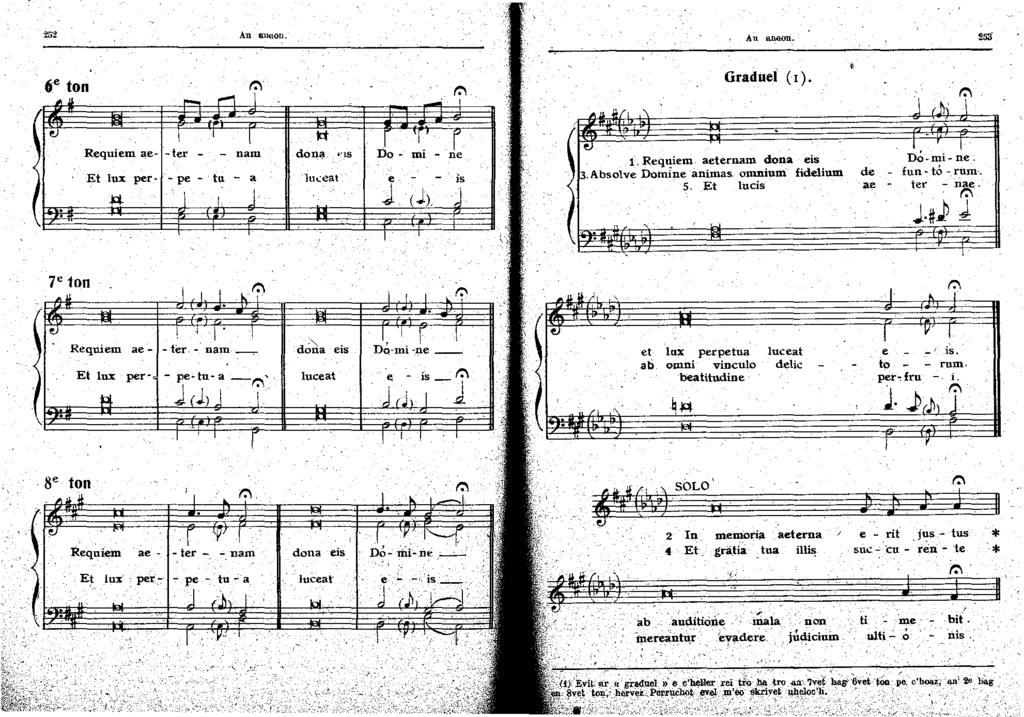 An lllli(!oll. 6.e ton An arw.on. Graduel (). Requiem ae- -ter - nam don..,. Do- mi - ne Etluxper- -pe- tu- a lu..:eat e is J ( ) J i. Requiem. aeternam dona eis 3. Absolve Domine 3nimas.