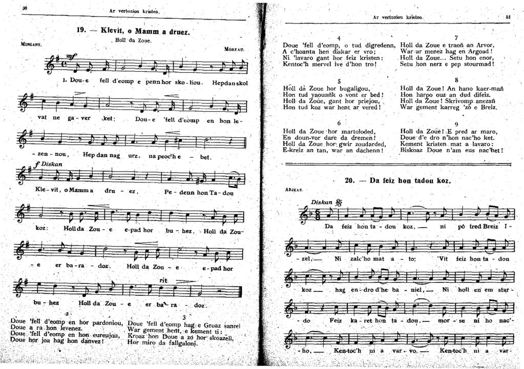 Ar ver-tu krtèn. - 9. Klevit, o Mam a druez.. Ho da Zoe- êdjj - J. J ; j J/ t. J J MORIAO. J, Dou-e feil deomp e Pennhor sko -Iiou.