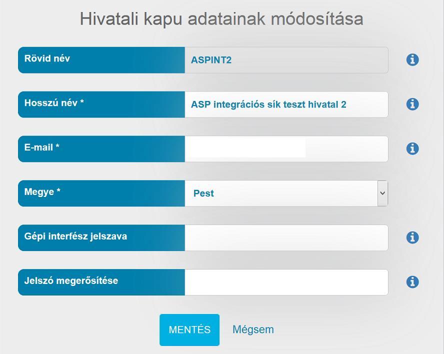 5. A Gépi (interfész) jelszava mezőben adja meg a jelszót, majd a Jelszó megerősítése mezőben adja meg ugyanazt a jelszót. 6. Kattintson a Mentés gombra.