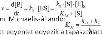 Ekkor [S] b, azaz a = v max. b: amikor b = [S], akkor v = v max /2, s az ehhez szükséges [S] 1/2 = b. Leonor Michaelis és Maud Leonora Menten (1912). A ph-függés is gyakran maximumot mutat.