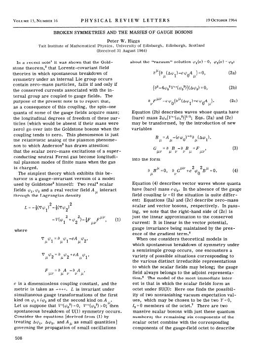 Nem a méret számít Négy alapvető cikk 1964-ből appeared in Physical Review