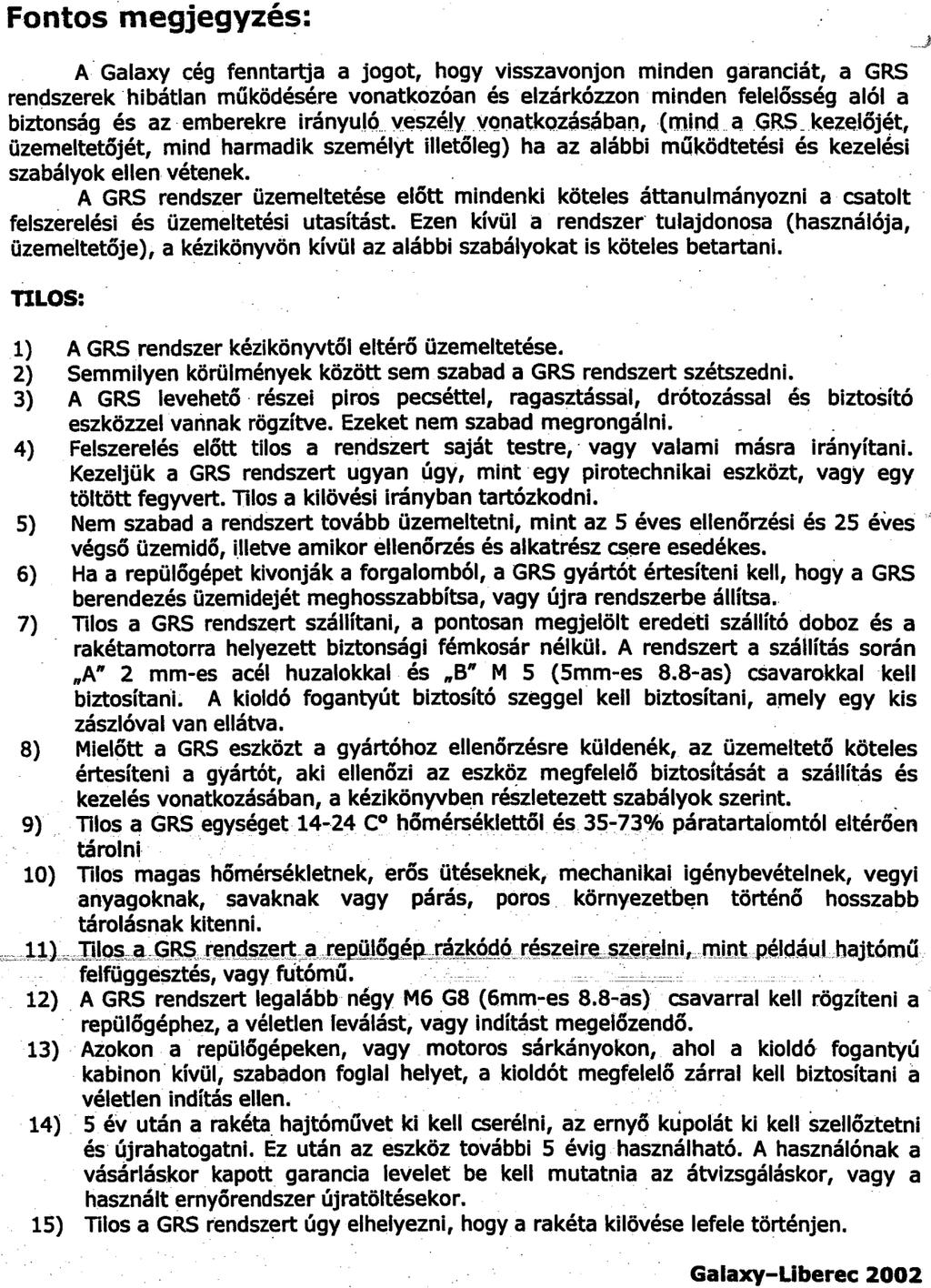 MELLÉKLETEK JEGYZÉKE 1. sz.