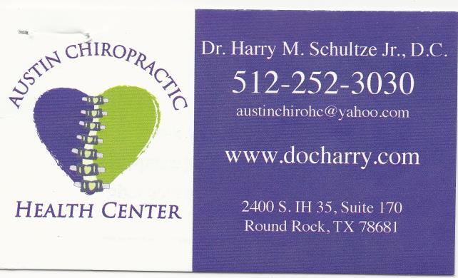 Swimmer Sponsors: Austin Chiropractic Health Center Owner: Dr. Harry Schultze 2400 SIH 35 Suite 170 Austin, TX 612-252-3030 austinchirohc@yahoo.