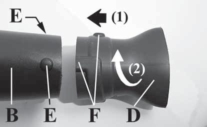 Kiinnitä caurule ir parādīta uz 2. att. Nostipriniet cauruli felszerelt cső a 2. ábra szerinti pozícióban lesz. putki ruuvilla (G, kuva 2). ar skrūves (G, 2. att.) palīdzību.