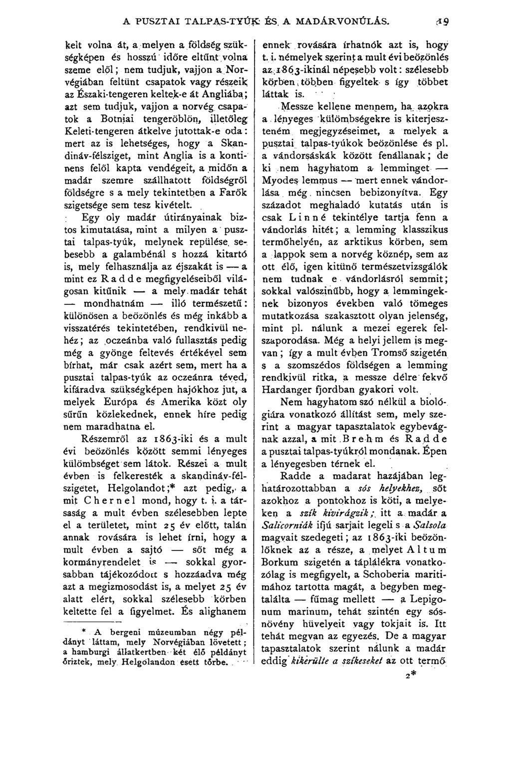 A PUSZTAI TALPAS-TYÚK ÉS, A MADÁR VONÚLÁS.