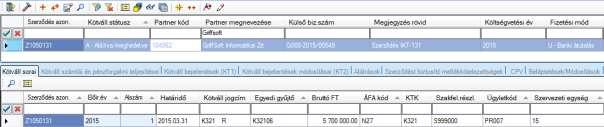 1.7 Navigációs felület fülei 1.7.1 Kötváll sorai A kötváll sorai fül az érvényesített beléptetések és módosítások szerinti aktuális állapotot mutatja.