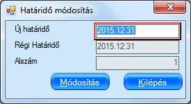 Hatására megjelenik egy módosítás ablak, amelyben megadhatjuk, hogy milyen dátummal, és melyik előirányzati évhez kapcsolódóan szeretnénk nyilvántartásba venni a módosításunkat.