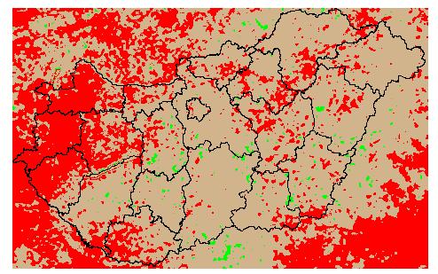 dekád Aug 2000 - Átlag (1991,1993,2000,2001) NDVI