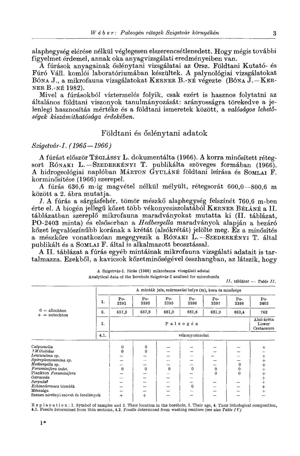 Weber: Paleogén rétegek Szigetvár környékén 3 alaphegység elérése nélkül véglegesen elszerencsétlenedett. Hogy mégis további figyelmet érdemel, annak oka anyagvizsgálati eredményeiben van.
