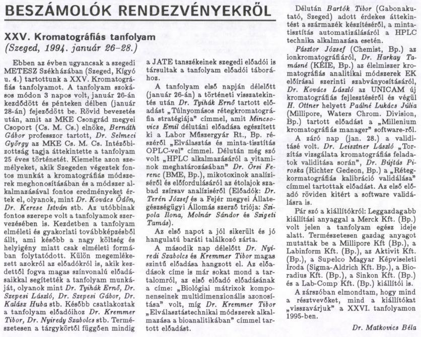 1995. Magyar Kémikusok Lapja 50.