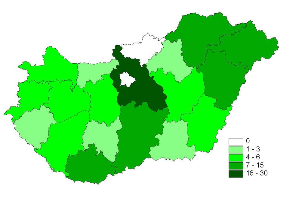 A 7. ábrából látható, hogy már a rendszerváltás előtti évtizedben is bekövetkezett egy jelentős ugrás a városok számában a már korábban felvázolt, és egyébként 1990-ben meg is szűnt városkörnyéki