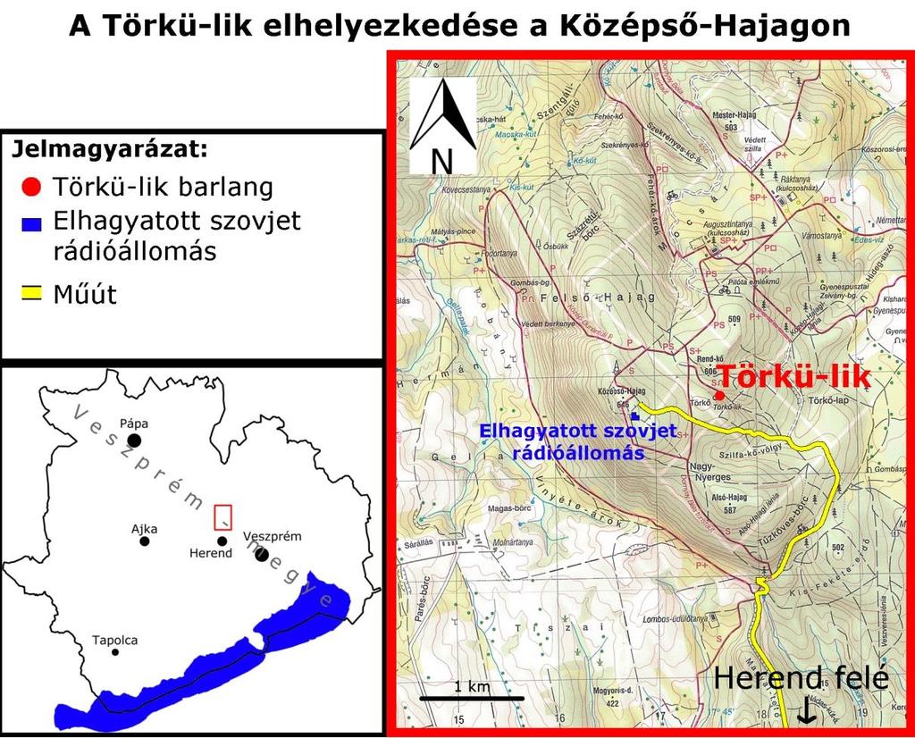 A barlang a Középső-Hajagon található, Herendtől északra, a város felől a régi szovjet rádióállomásra vezető szerpentin úton könnyedén megközelíthető (1. ábra). Az úttól kb.