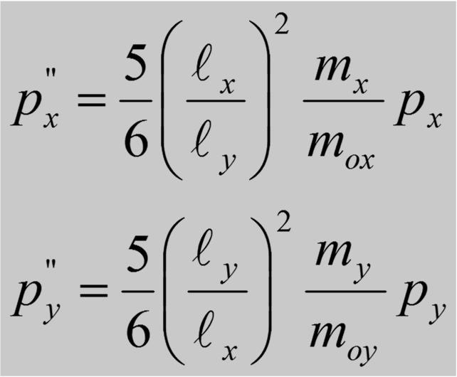 Marcus módszer Az x és y irányú csavarási tagokra Marcus a következő összefüggést vezette le: m x és m y a sávmódszerrel meghatározható mezőközépi fajlagos hajlítónyomatékok, m ox és m oy a