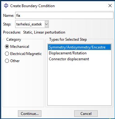 Az ekkor megjelenő Edit Boundary Condition ablakban fix