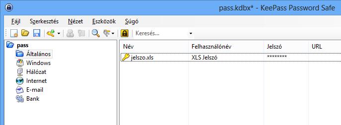 KeePass Új bejegyzés