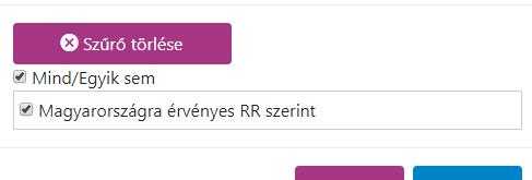 lekérdezés után megjelent találati listában megjelenő értékeket. Adott esetben csak egyetlen lehetőség kerül megjelenítésre.