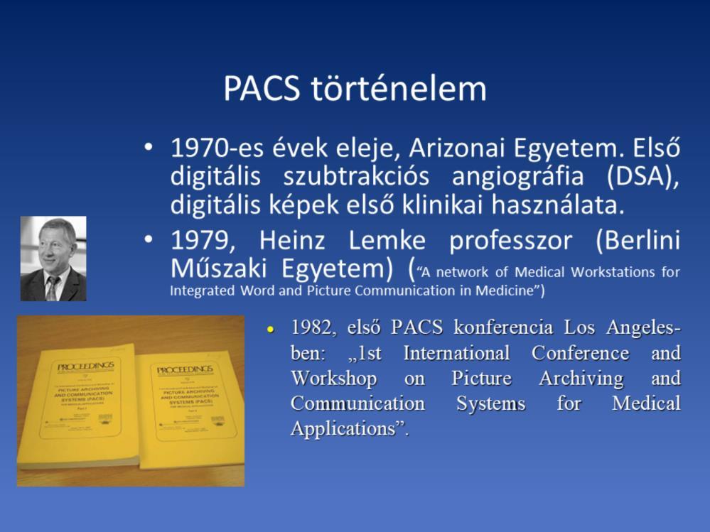 1970-es évek elején az Arizonai Egyetemen az első digitális szubtrakciós angiográf (DSA) ezzel együtt a digitális képek első klinikai használata. A DSA készülék volt a digitális képalkotás előfutára.