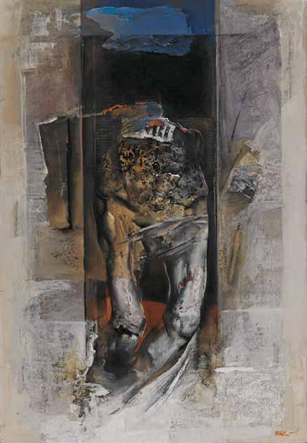 Michelangelo emlékére, 1998 farost, olaj, 122 90 cm