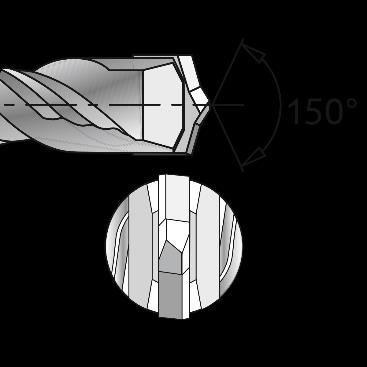 SDS-plus TURBOKEIL MS5 Közepesen edzett króm-nikkel-molibdén acélból készült fúrószár -TURBOKEIL fej központosító heggyel -TURBOKEIL fej kialakítás 2 vágóéllel -Speciális MS5 horonykialakítás