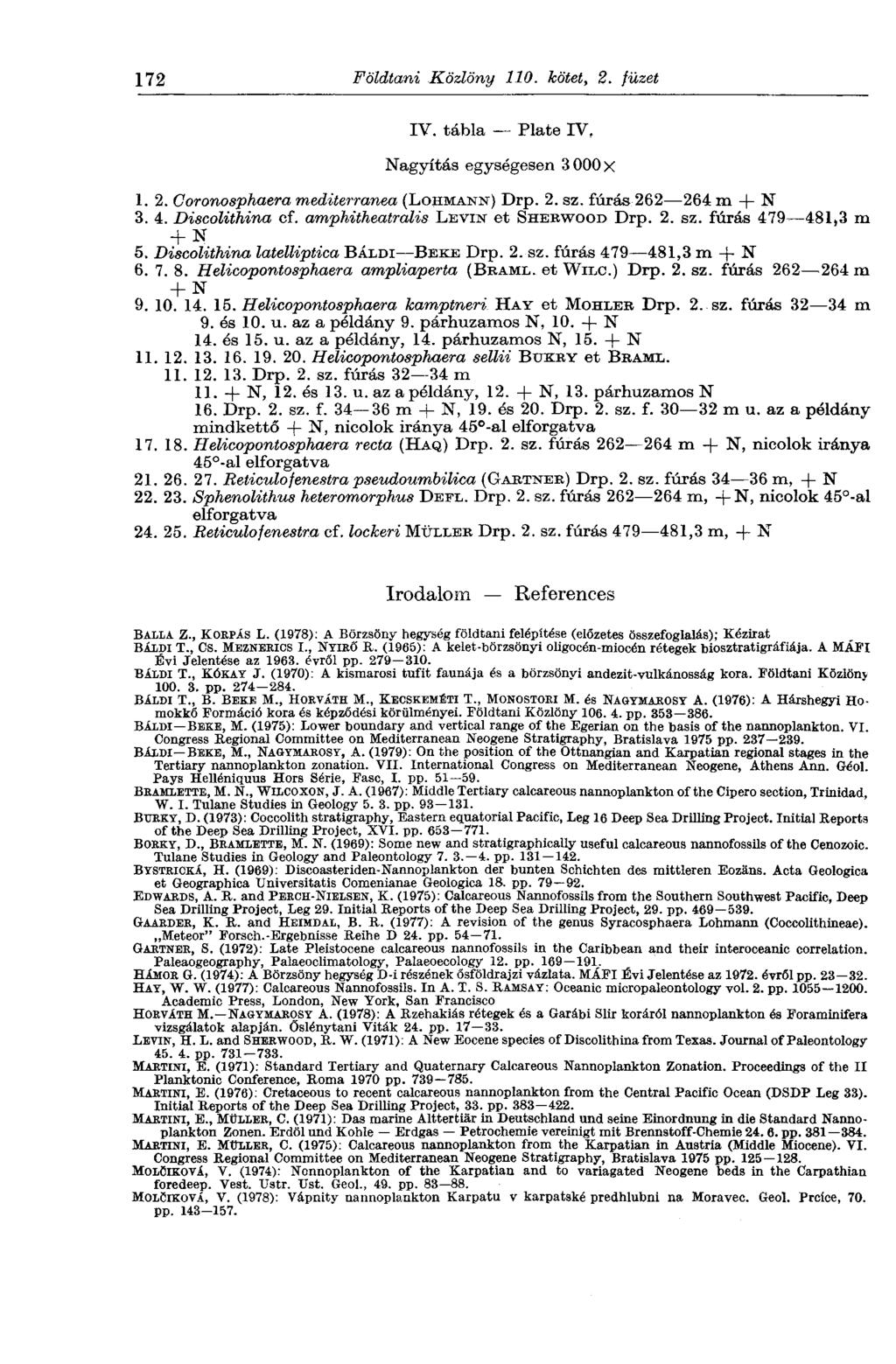 172 Földtani Közlöny 110. kötet, 2. füzet IV. tábla Plate IV, Nagyítás egységesen ЗОООх I. 2. Coronosphaera mediterranea (LOHMANN) Drp. 2. sz. fúrás 262 264 m + N 3. 4. Discoliihina cf.
