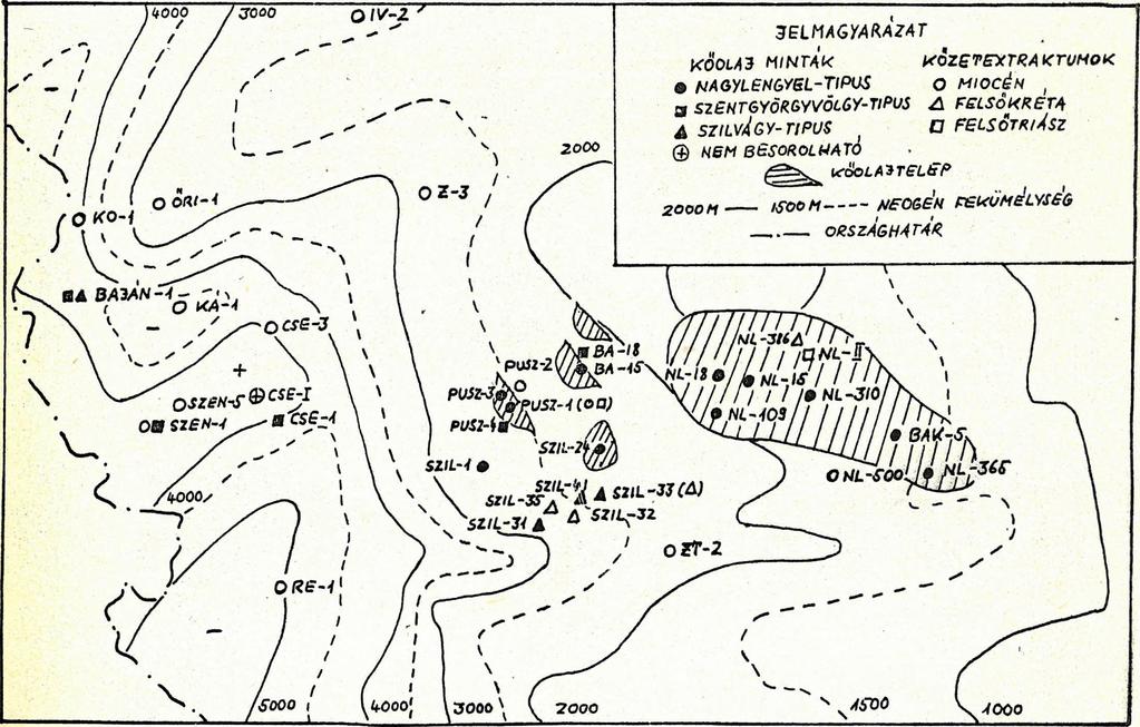 BODZAY /1973/ feltételezése a következő: "a nagylengyeli <v és hahóti kőolajtelepek kőolajának közö3 anyakőzete az őrségi mélyzóna neogén üledéktömegében kereshető, ahonnan a dolomitban másodlagosan