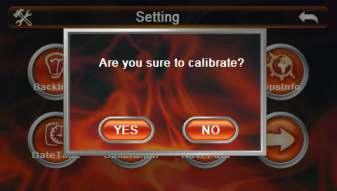 Kalibráció és képernyő (Calibration) - Érintőkepernyő kalibrálása személy szerint Nyomja meg a Yes
