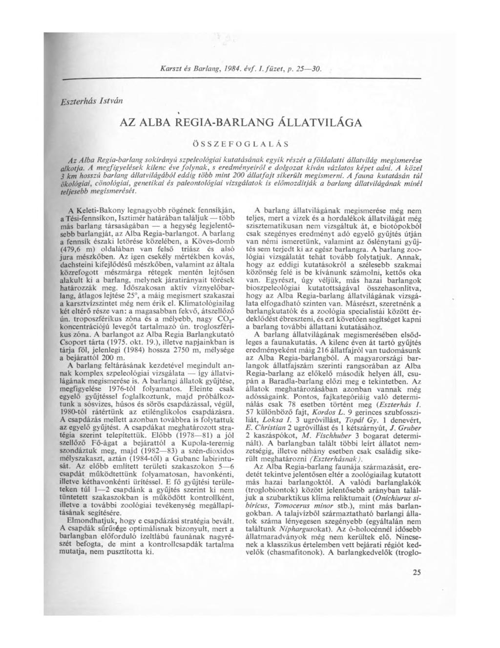 Karszt és Barlang, 1984. évf. I. füzet, p. 25 30.