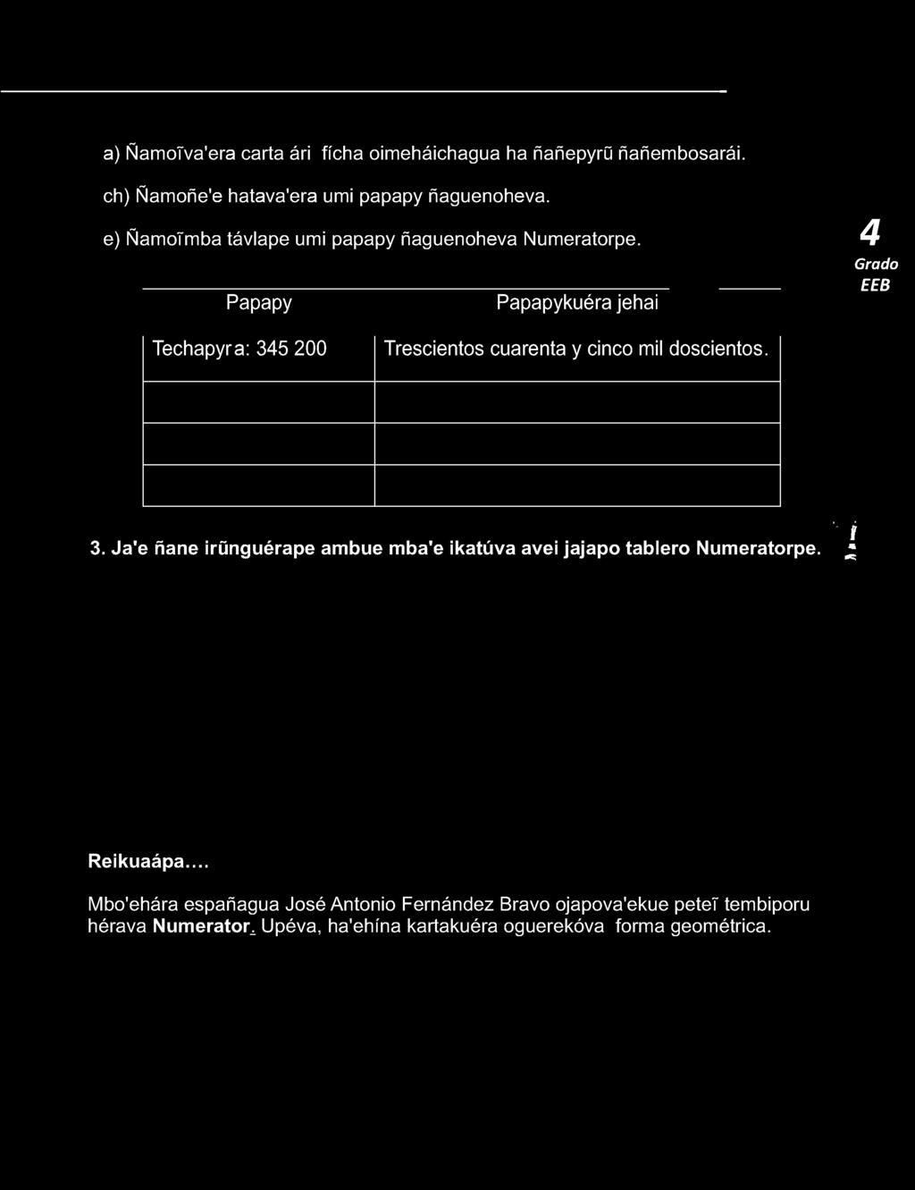 Papapy Papapykuéra jehai Techapyra: 35 200 Trescientos cuarenta y cinco mil doscientos. H 3.