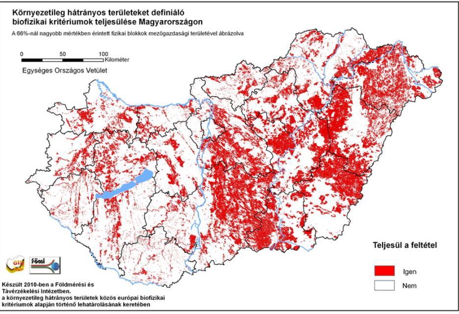 THÉT lehatárolás a DKTIR alapján A specifikus biofizikai kritériumok teljesülését regionalizáló