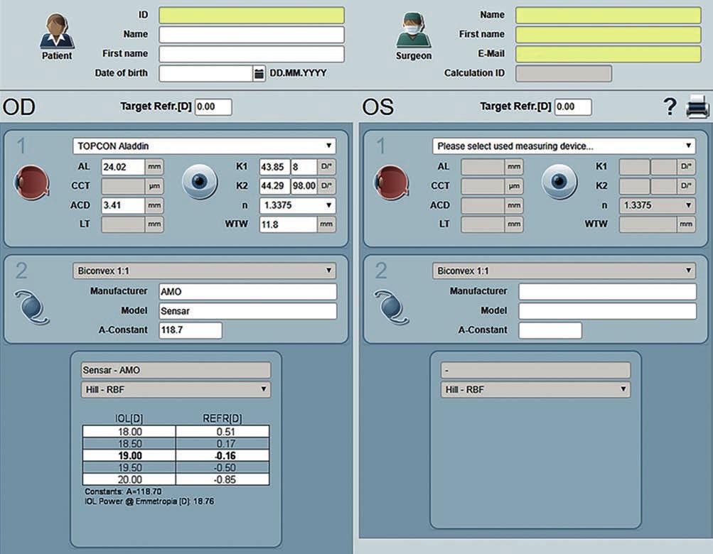 first experiences with intraocular lens calculation using no biometric formulas 1.