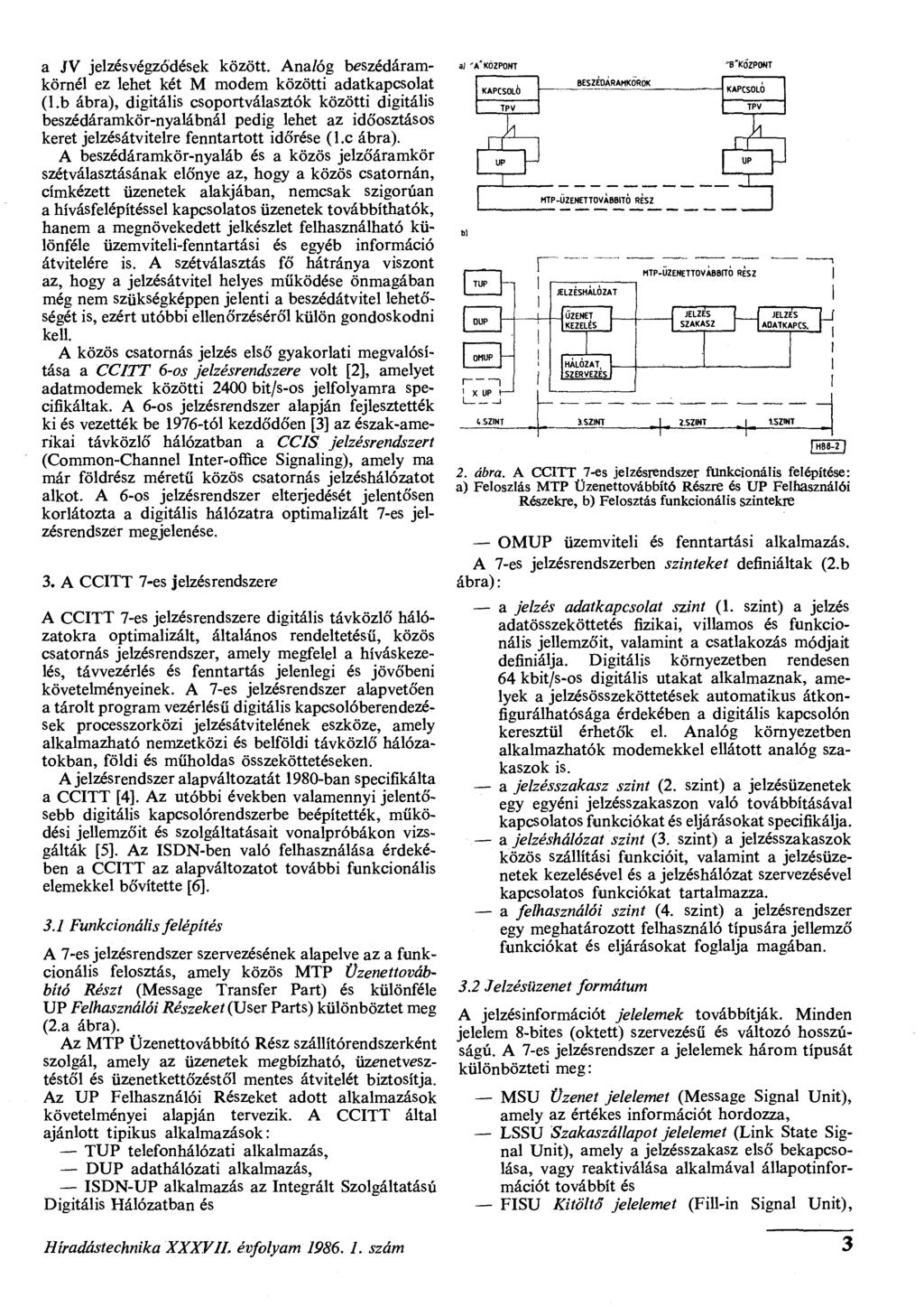 a JV jelzésvégzó'dések között. Analóg beszédáramkörnél ez lehet két M modem közötti adatkapcsolat (l.