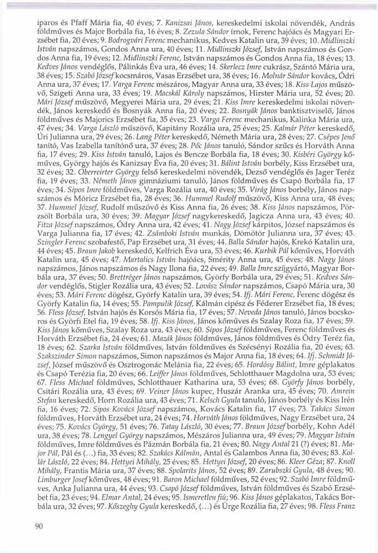 iparos és Pfaff Mária fia, 40 éves; 7. Kanizsai János, kereskedelmi iskolai növendék, András földműves és Major Borbála fia, 16 éves; 8.