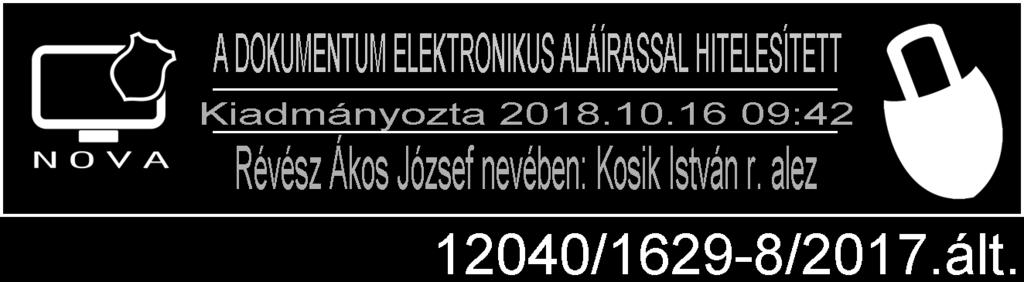 2018. október 16. Érvényessége: 2018. október 24. napjától visszavonásig Révész Ákos József r. ezredes rendőrségi tanácsos mb.