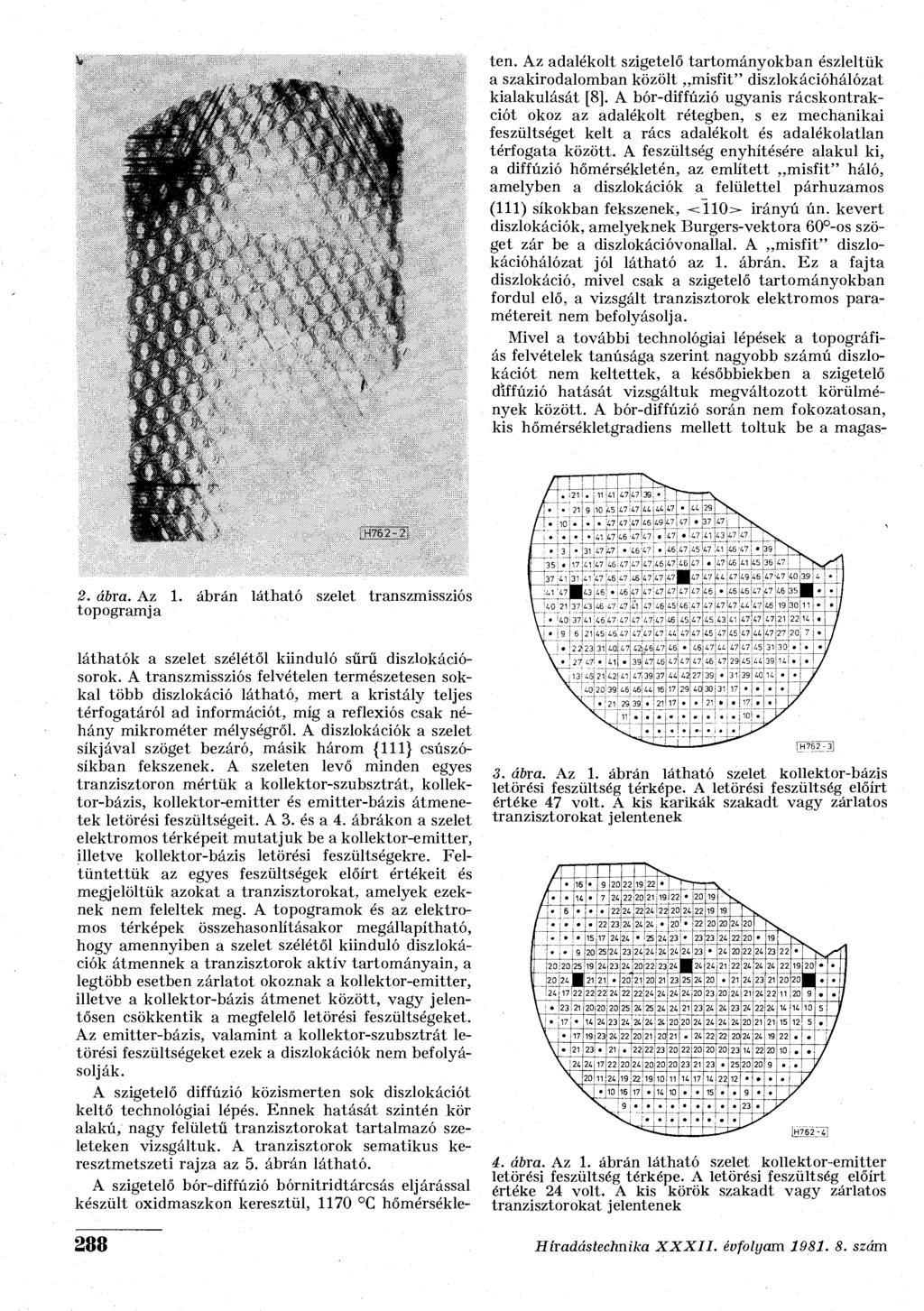ten. Az adalékolt szigetelő tartományokban észleltük a szakirodalomban közölt misfit" diszlokációhálózat kialakulását [8].