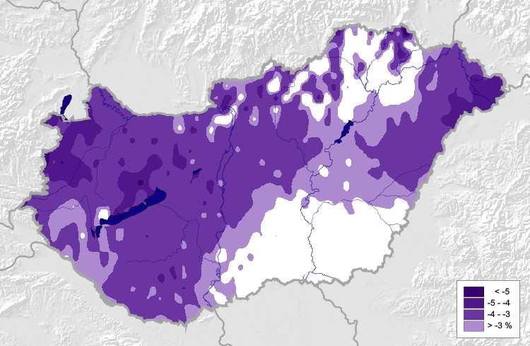 kevesebb hideg éjszakák 160 140 fagyos napok száma 120 100 80 60 40 20 Országos