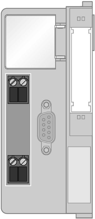 Anschlussübersicht Power Supply The U SYS system supply feeds power to the gateway and the I/O modules.