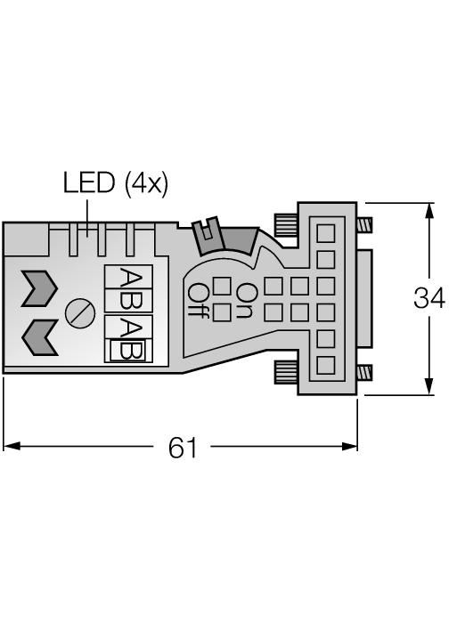 metal gövde, 12 Mbps, anahtarlanabilir sonlandırma direnci, PROFIBUS-DP için FW-D9TLEDKU9XX-G- FC-ME-SH-8.
