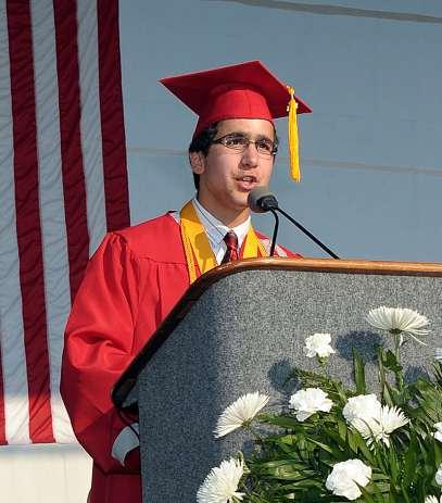 right, and Salutatorian Keenan Monks, left, address family,