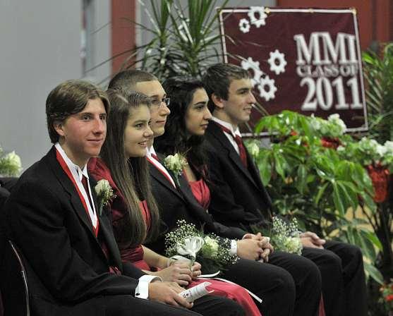 MMI PREPARATORY SCHOOL MMI Class of 2011 valedictorian and salutatorian with graduation participants, from left: Thomas G.
