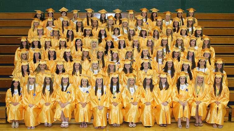 Male graduates of the Wyoming Area High School Class of 2011, from left, first row, are Michael Kowalski, Matthew Kolbeck, Stan Timinski, Michael Tomaszewski, Nicholas Perugini, Ronald Klepadlo,