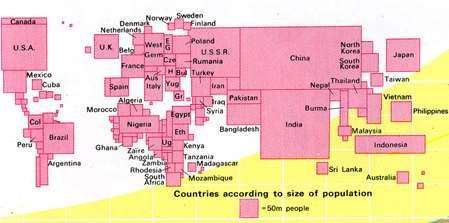 World population cartograms (left: www.worldmapper.